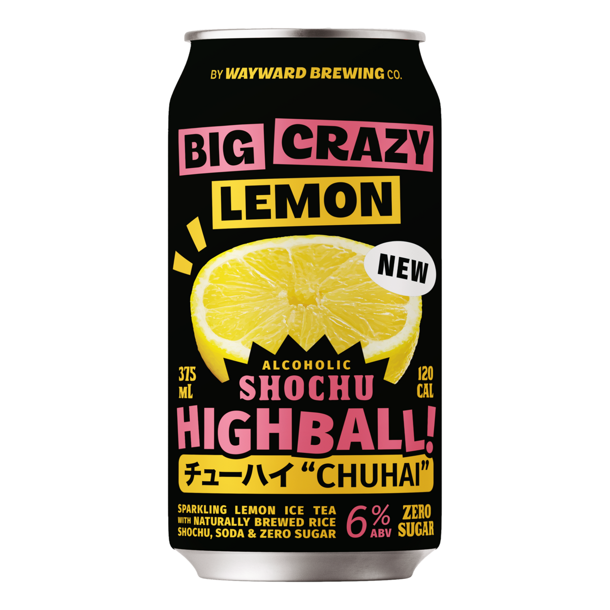 Wayward Big Crazy Lemon Alcoholic Shochu 6% 375ml Can Case of 16