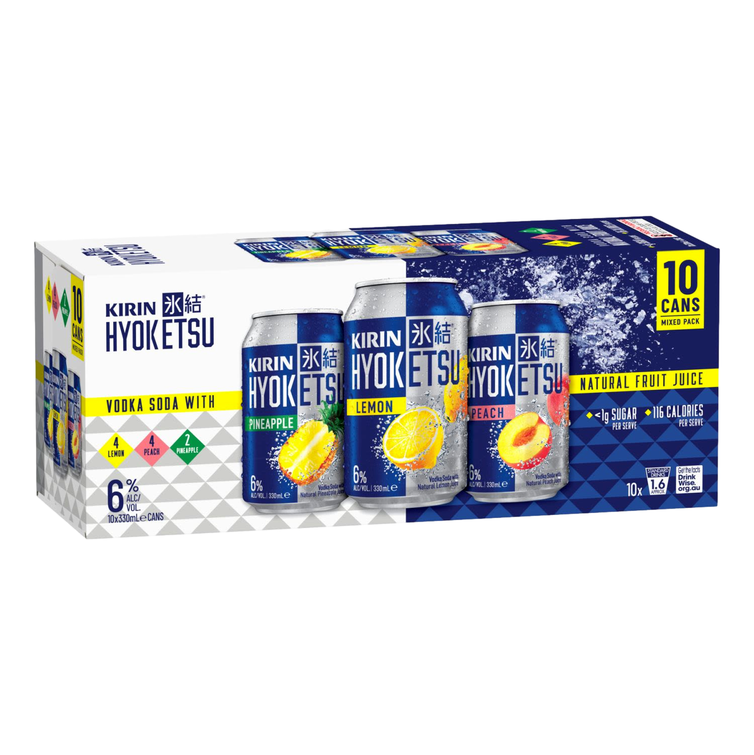 Kirin Hyoketsu MIXED FLAVOUR Vodka Soda 6% 330ml Can 10 Pack