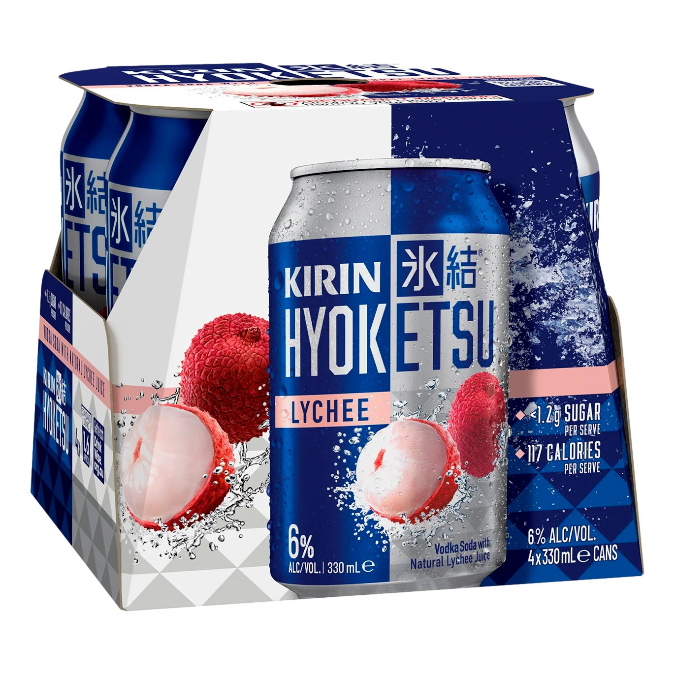 Kirin Hyoketsu Lychee Vodka Soda 6% 330ml Can 4 Pack