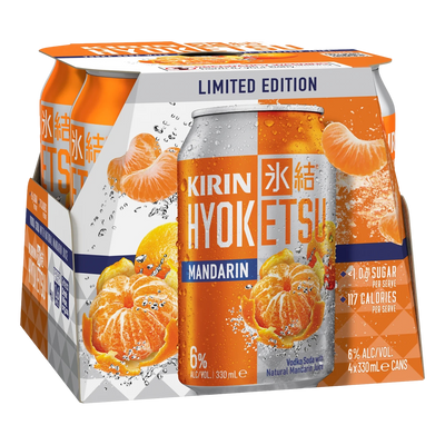 Kirin Hyoketsu Mandarin Vodka Soda 6% 330ml Can 4 Pack