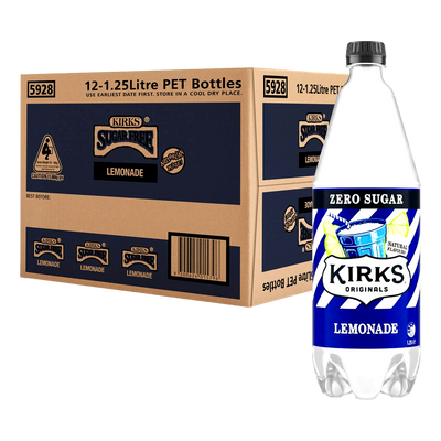 Kirks Lemonade ZERO SUGAR 1.25L Bottle Case of 12