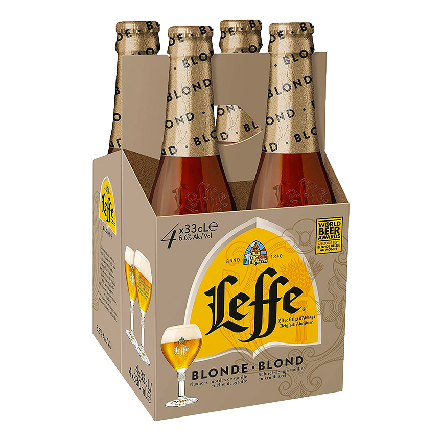 Leffe Blonde Abbey Ale 330ml Bottle 4 Pack