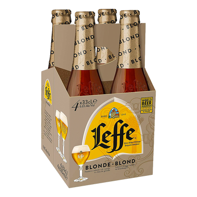 Leffe Blonde Abbey Ale 330ml Bottle 4 Pack