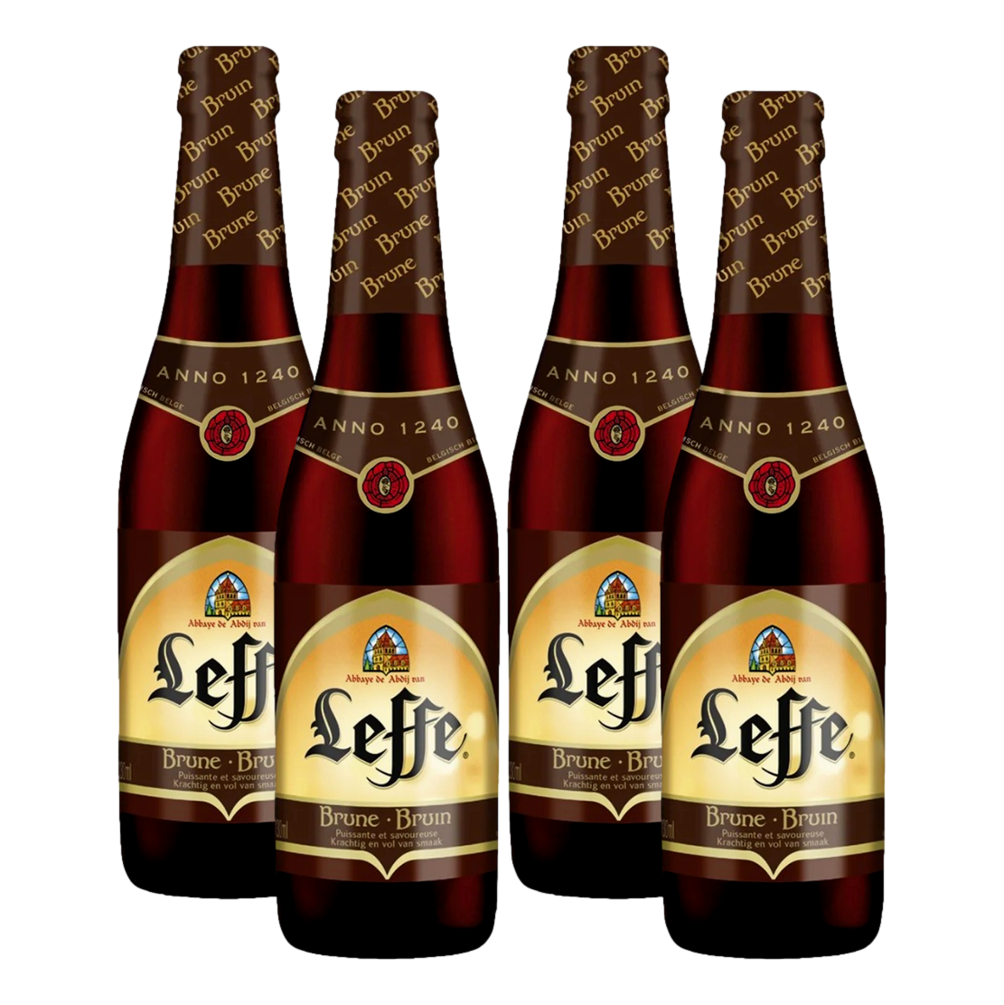 Leffe Brune Dark Abbey Dubbel 330ml Bottle 4 Pack