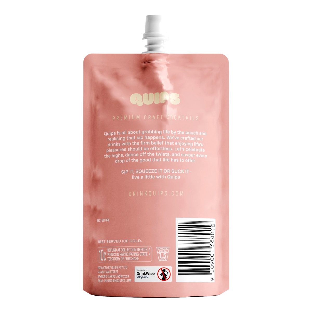 Quips Raspberry Passionfruit Martini Cocktail Pouch 168ml Single