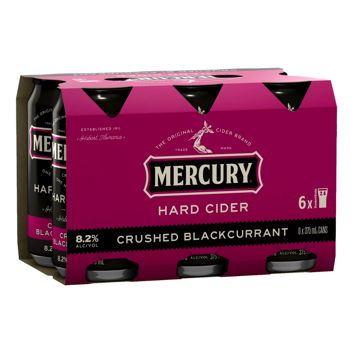 Mercury Hard Cider Crushed Blackcurrant 8.2% 375ml Can 6 Pack