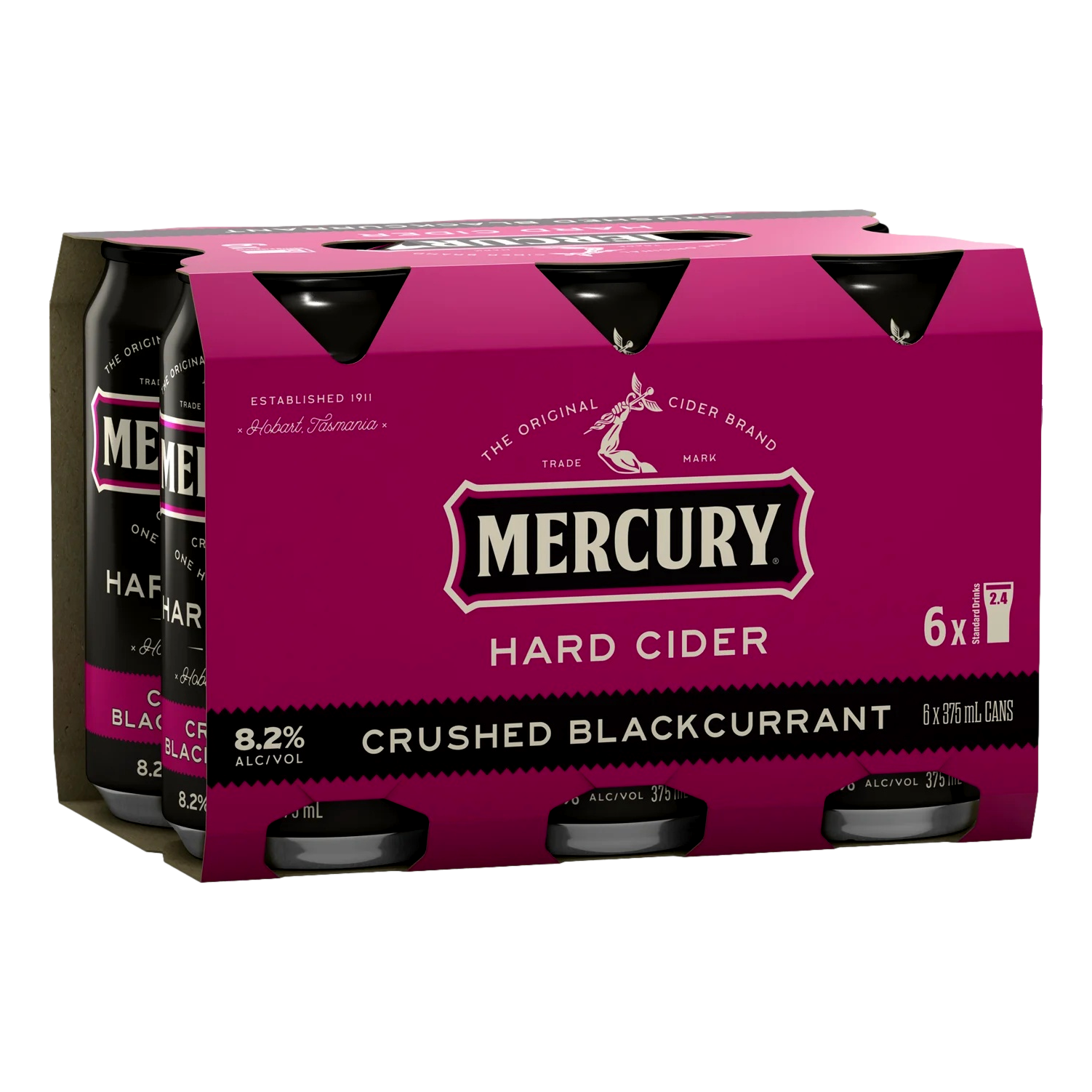 Mercury Hard Cider Crushed Blackcurrant 8.2% 375ml Can 6 Pack