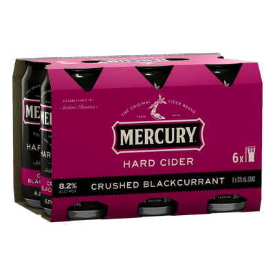 Mercury Hard Cider Crushed Blackcurrant 8.2% 375ml Can 6 Pack