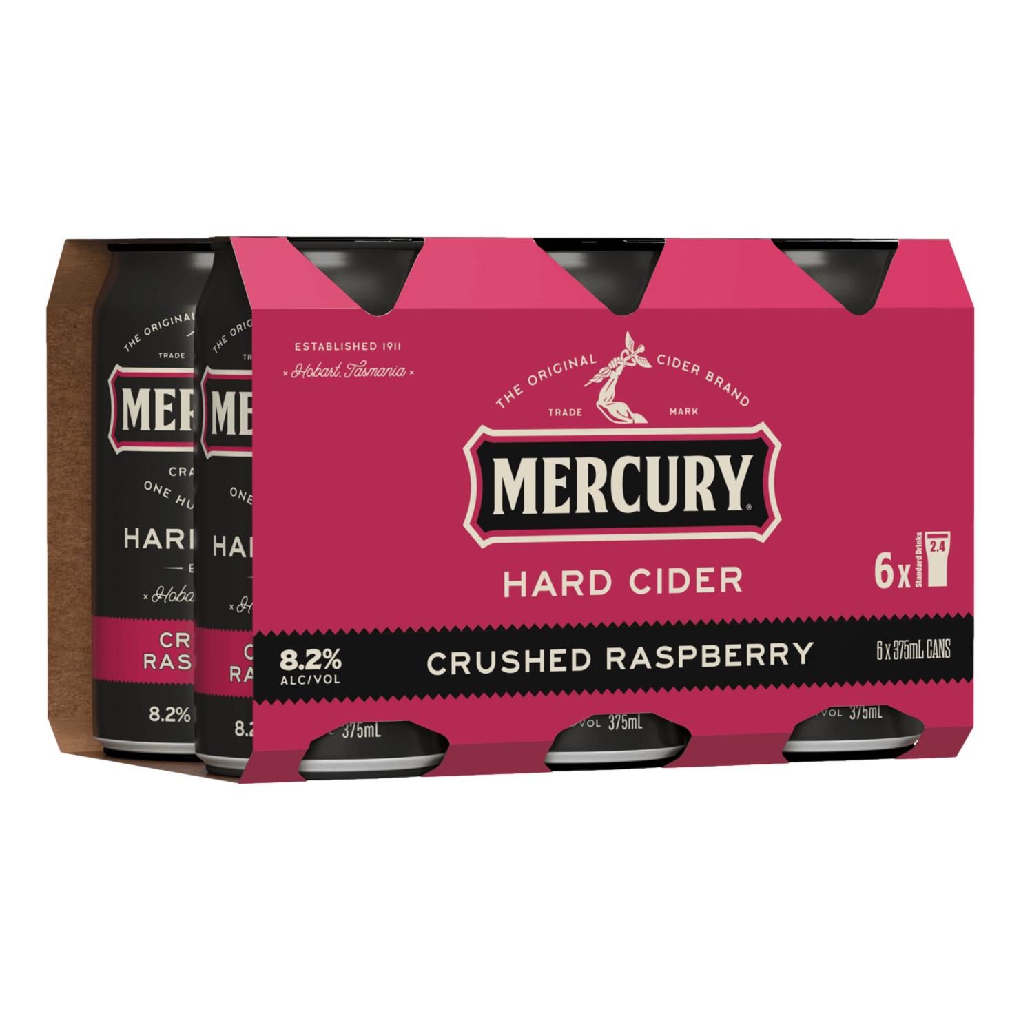 Mercury Hard Cider Crushed Raspberry 8.2% 375ml Can 6 Pack