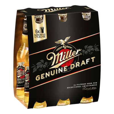 Miller Genuine Draught Lager 330ml Bottle 6 Pack