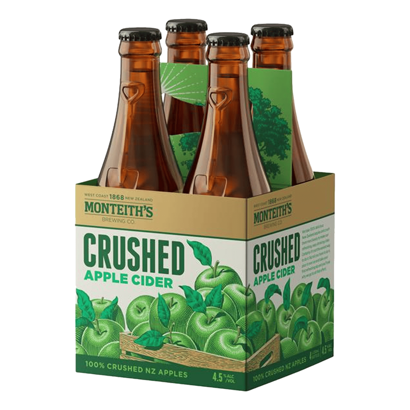 Monteith's Crushed Apple Cider 330ml Bottle 4 Pack