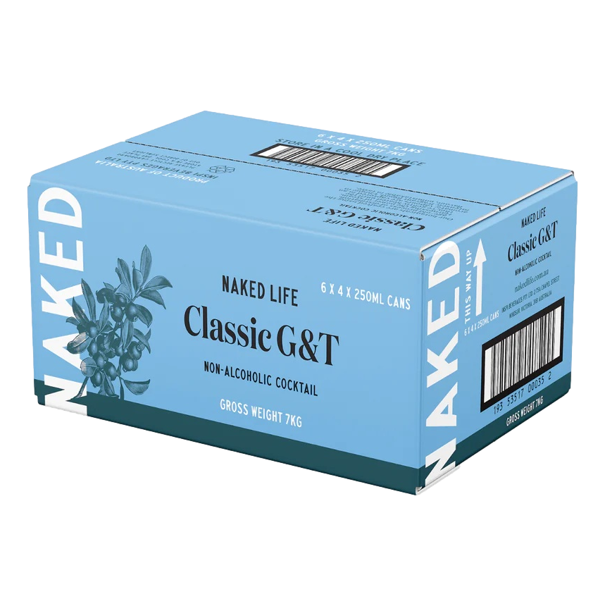 Naked Life Non-Alcoholic Classic G&T Cocktail 250ml Can Case of 24