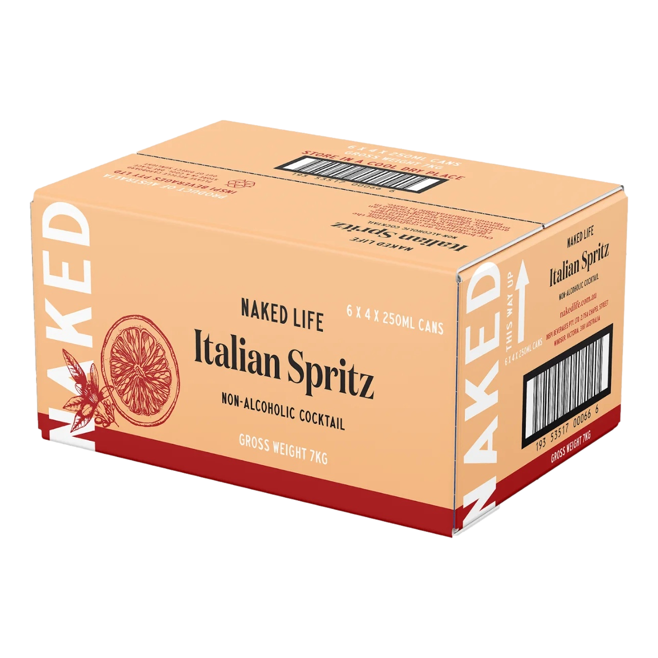 Naked Life Non-Alcoholic Italian Spritz 250ml Can Case of 24