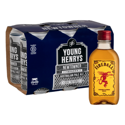 Young Henrys Newtowner Pale Ale 375ml Can 6 Pack + Fireball 200 ml - BUNDLE