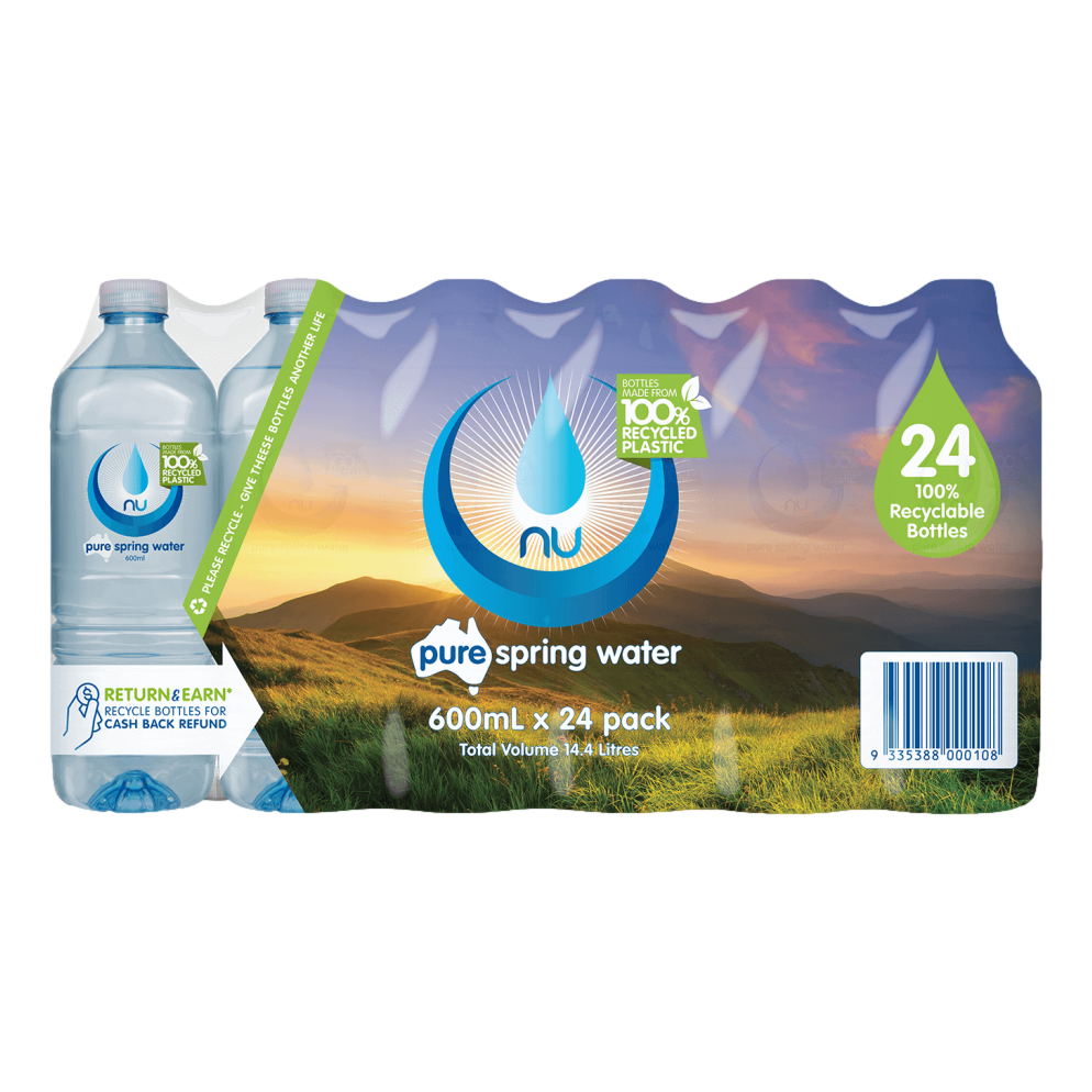 Nu Pure Spring Water 600ml Bottle Case of 24