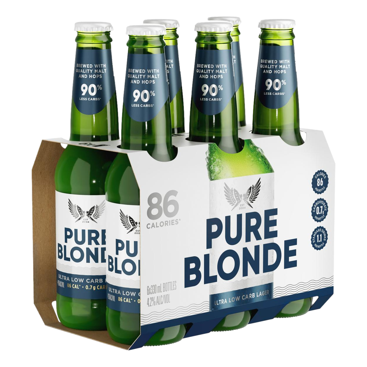 Pure Blonde Ultra Low Carb 90% Lager 330ml Bottle 6 Pack