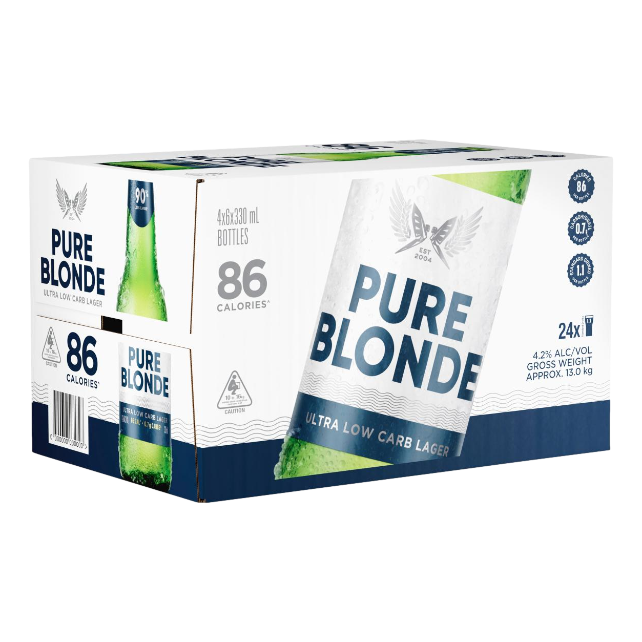 Pure Blonde Ultra Low 90% Less Carb Lager 330ml Bottle Case of 24