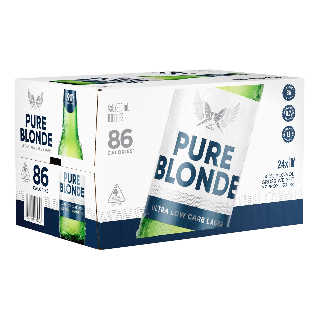 Pure Blonde Ultra Low Carb 90% Lager 330ml Bottle Case of 24