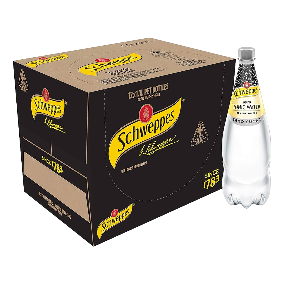 Schweppes Diet Indian Tonic Water 1.1L Bottle Case of 12