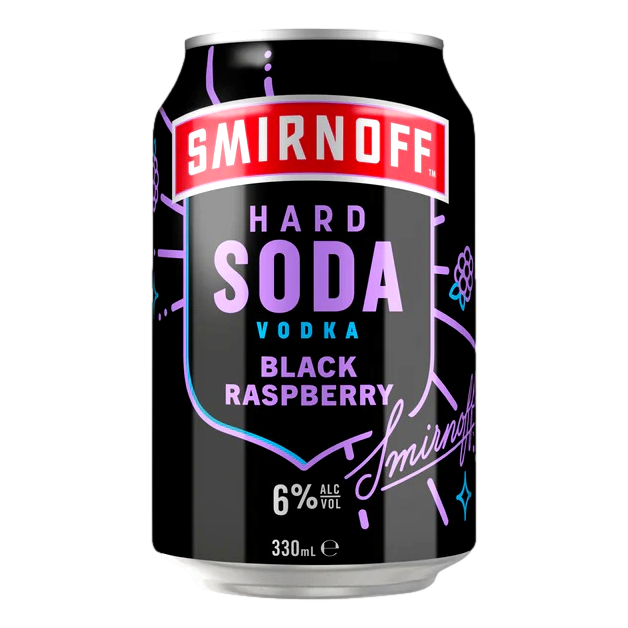 Smirnoff Hard Soda Black Raspberry Vodka 6% 330ml Can Single