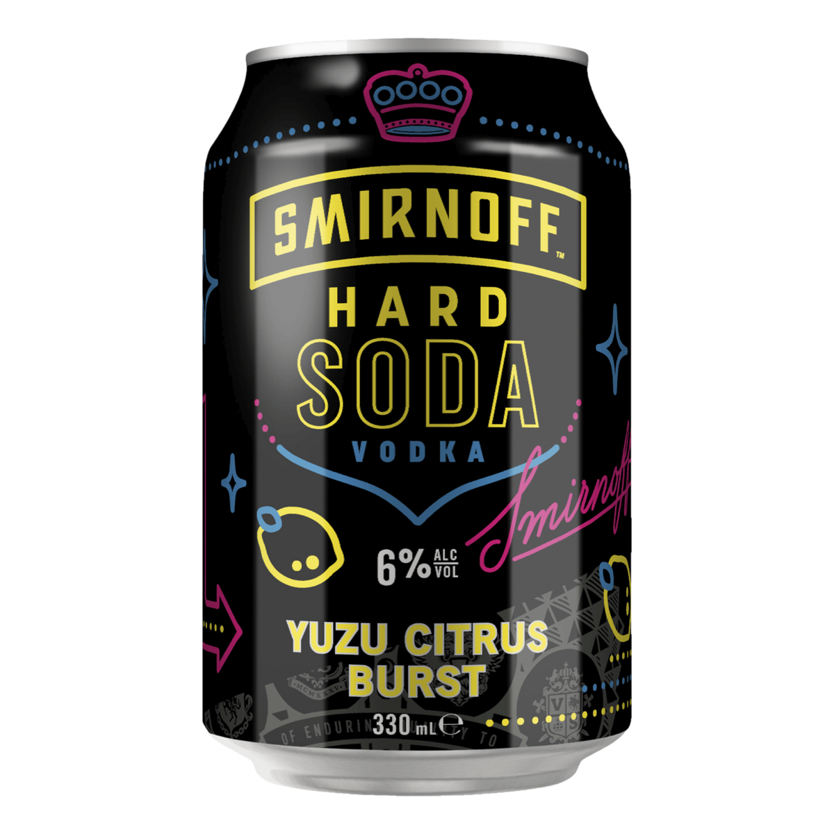 Smirnoff Hard Soda Yuzu Citrus Burst Vodka 6% 330ml Can Single