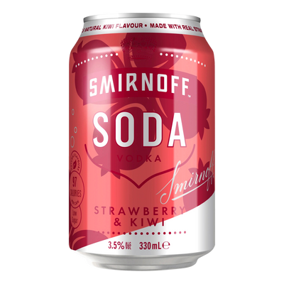 Smirnoff Soda Strawberry Kiwi Vodka 330ml Can Case of 24