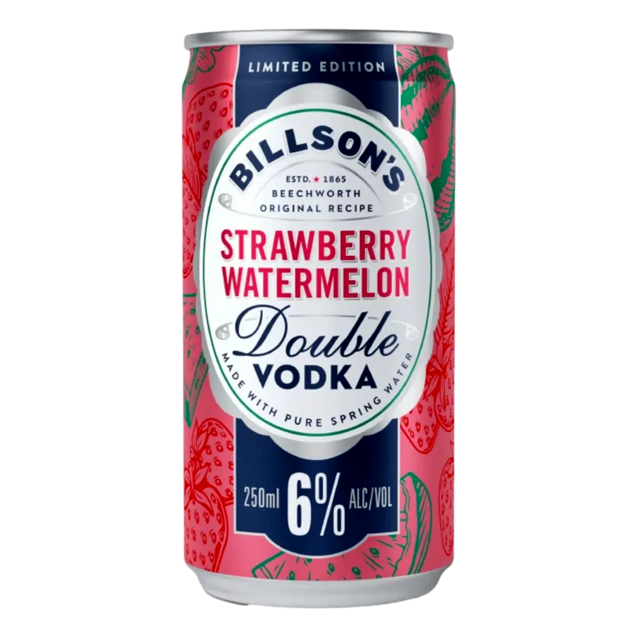 Billson's Strawberry Watermelon  DOUBLE Vodka 6% 250ml Can Single