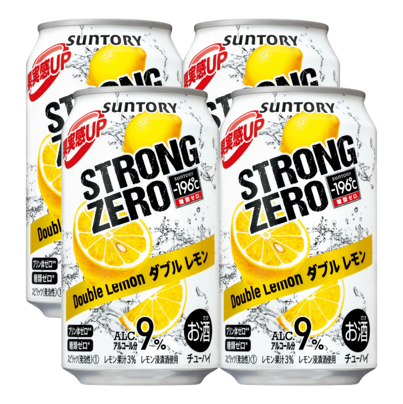 Suntory Strong Zero Double Lemon 9% 350ml Can 4 Pack