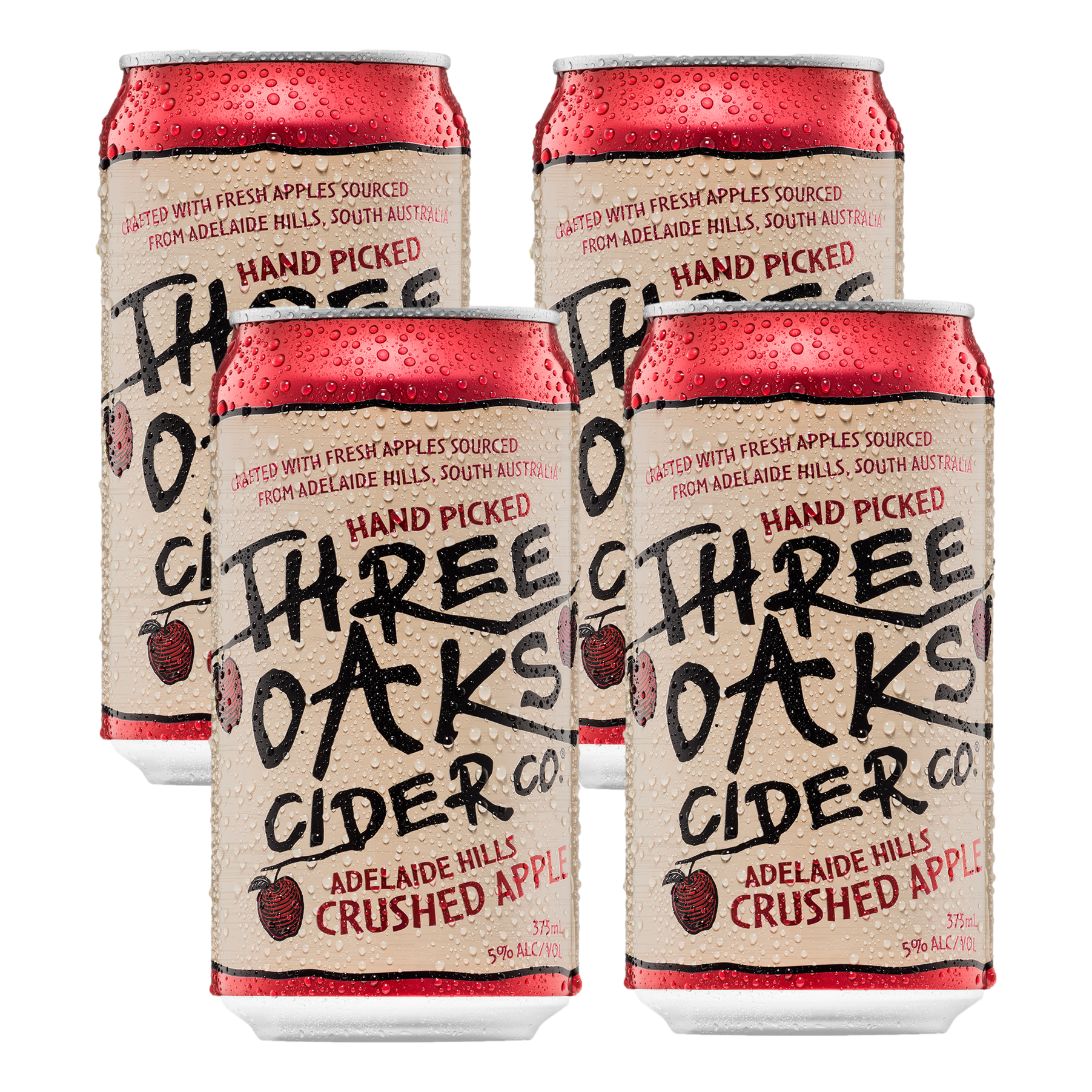 Three Oaks Crushed Apple Cider 5% 375ml Can 4 Pack