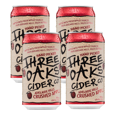 Three Oaks Crushed Apple Cider 5% 375ml Can 4 Pack