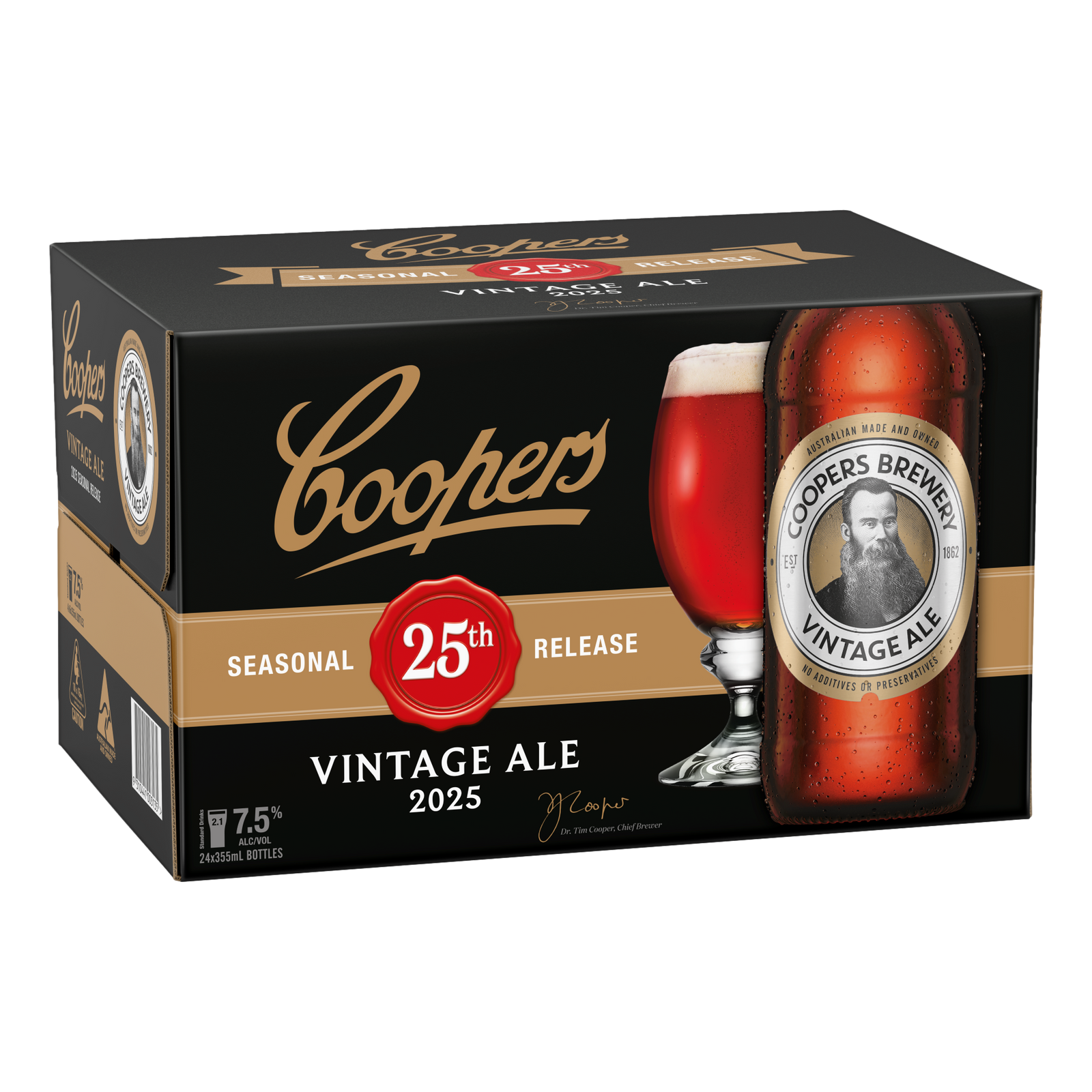 Coopers Extra Strong Vintage Ale 2025 25th Anniversary Edition 7.5% 355ml Bottle Case of 24