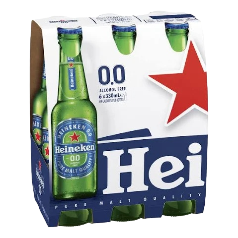 Heineken 0.0 Non-Alcoholic Lager 330ml Bottle 6 Pack