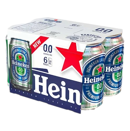 Heineken 0.0 Non-Alcoholic Lager 330ml Can 6 Pack