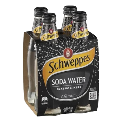Schweppes Soda Water 300ml Bottle 4 Pack