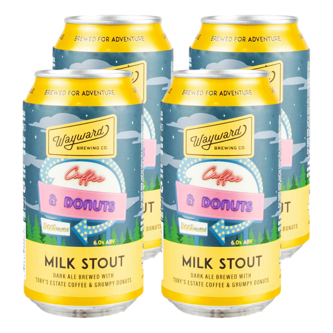 Wayward Coffee & Donuts Milk Stout 375ml Can 4 Pack