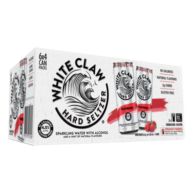 White Claw Hard Seltzer Raspberry 4.5% 330ml Can Case of 24