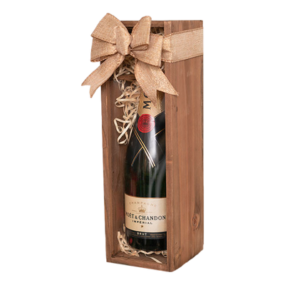 Wooden Gift Box Single Bottle Antique Finish with Acrylic Lid