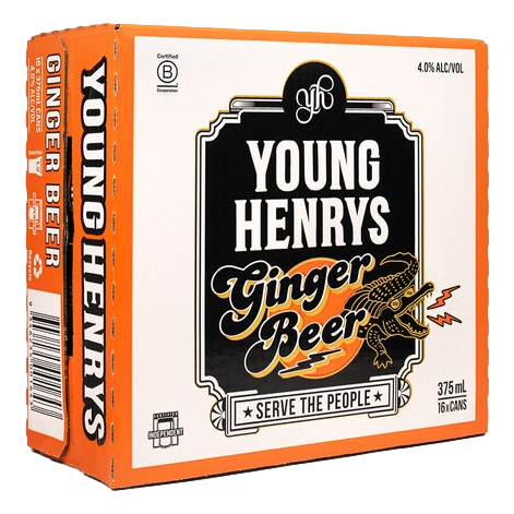 Young Henrys Alcoholic Ginger Beer 375ml Can Case of 16