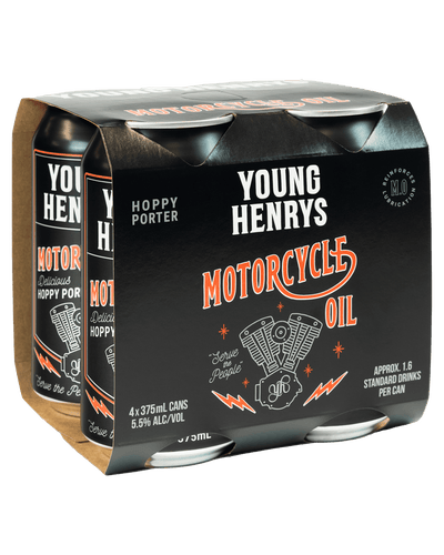 Young Henrys Motorcycle Oil Hoppy Porter 375ml Can 4 Pack