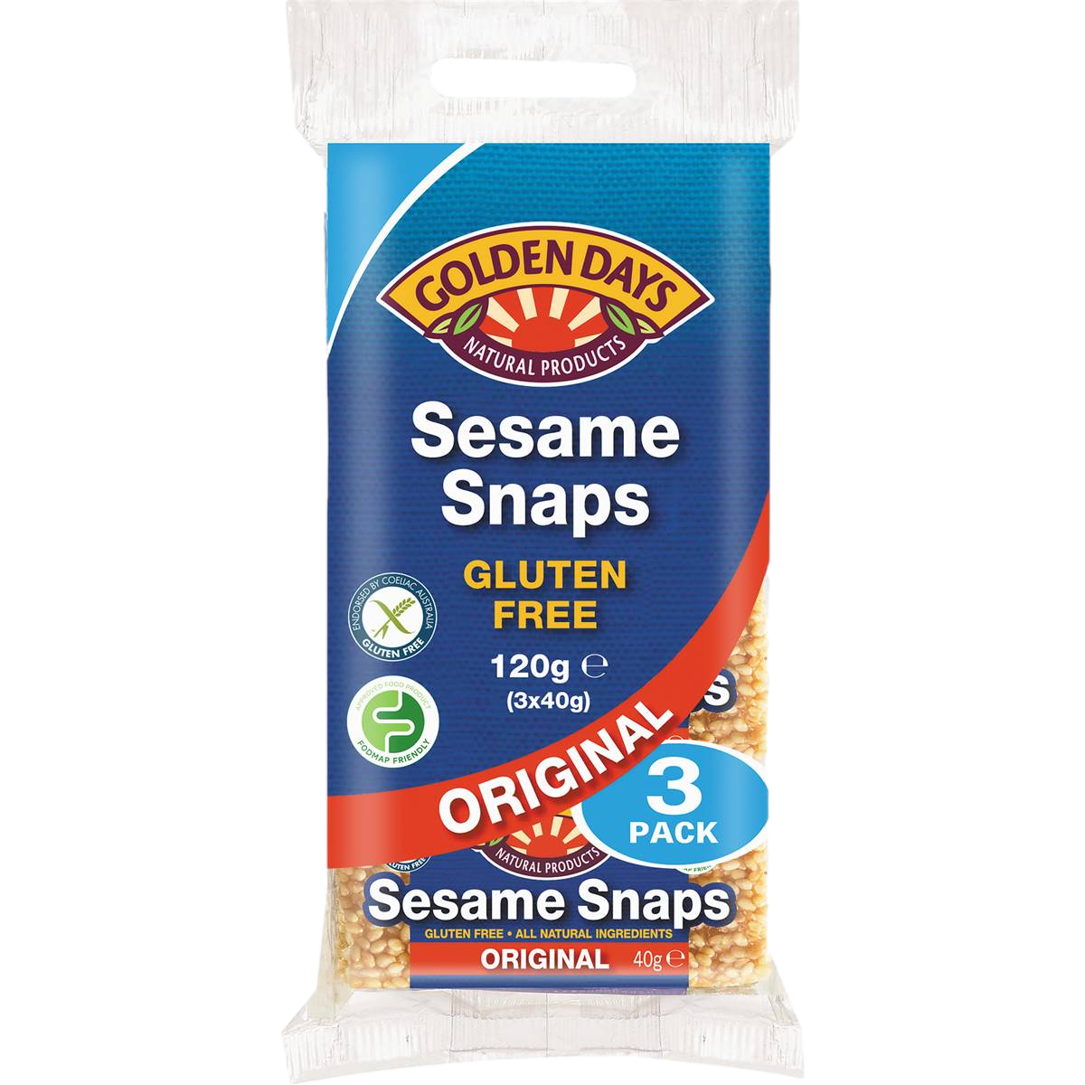 Golden Days Sesame Snaps Original 120g 3 Pack