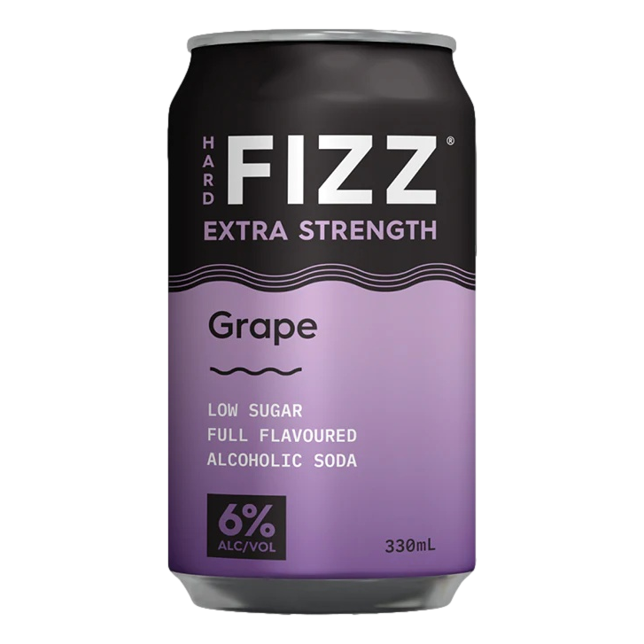 Hard Fizz Extra Grape Alcoholic Soda 6% 330ml Can Case of 16
