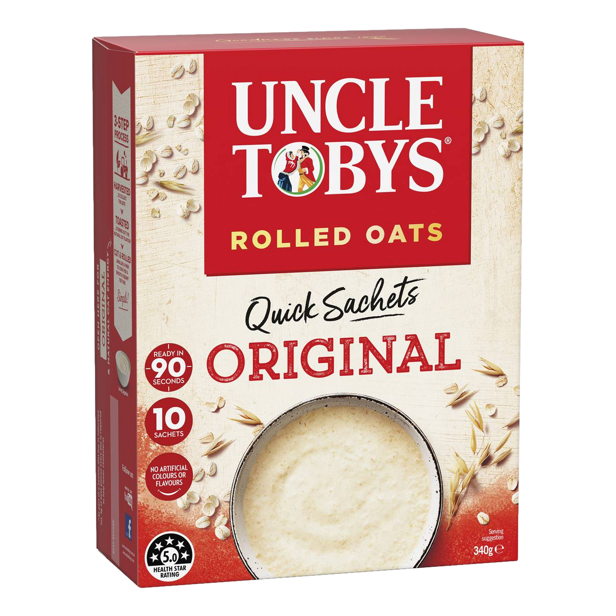 Uncle Tobys Rolled Oats Quick Sachets 340g
