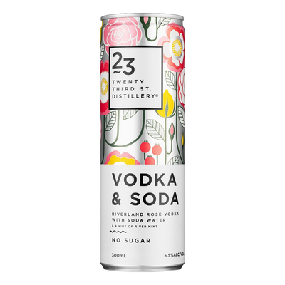 23rd Street Distillery Rose Vodka & Soda 300ml Can 4 Pack