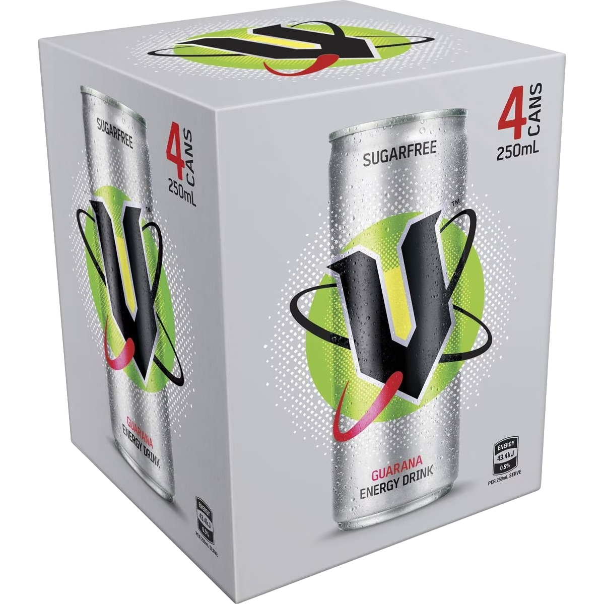 V Energy Drink Sugarfree 250ml Can 4 Pack