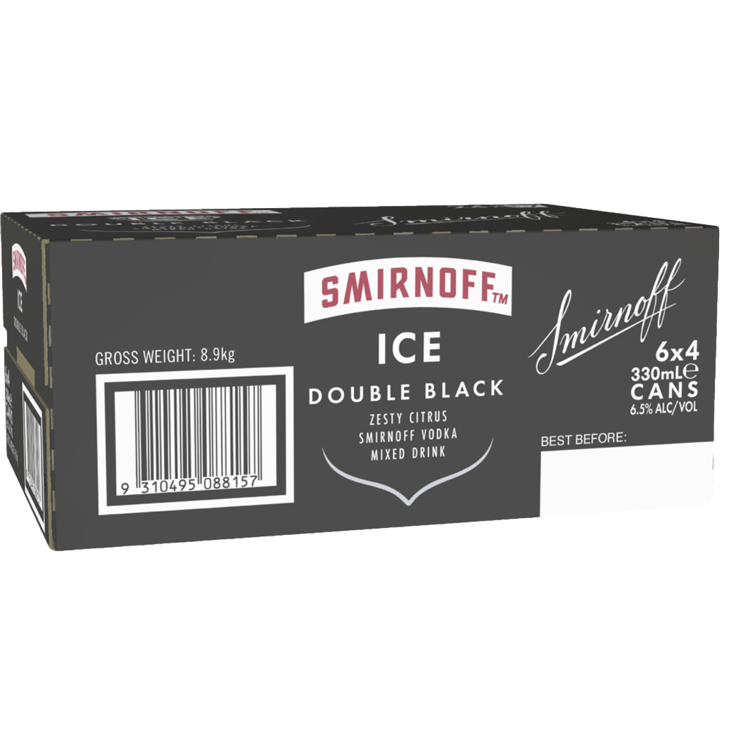 Smirnoff Ice Double Black 6.5% 330ml Can Case of 24