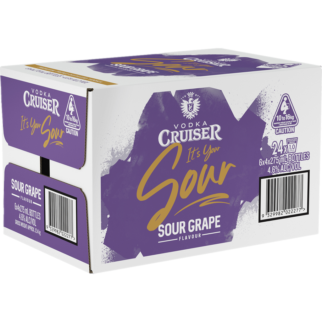 Vodka Cruiser Sour Grape 275ml Bottle Case of 24