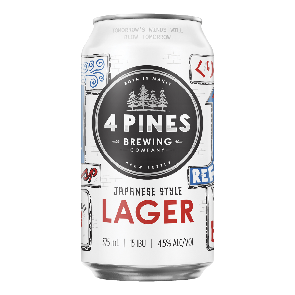 4 Pines Japanese Style Lager 375ml Can 6 Pack