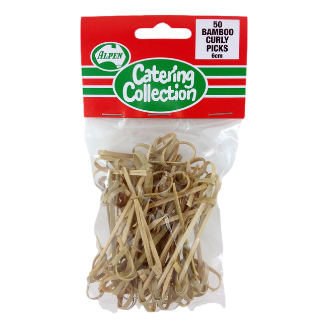 Alpen Bamboo Curly Picks 6cm 50 Pack