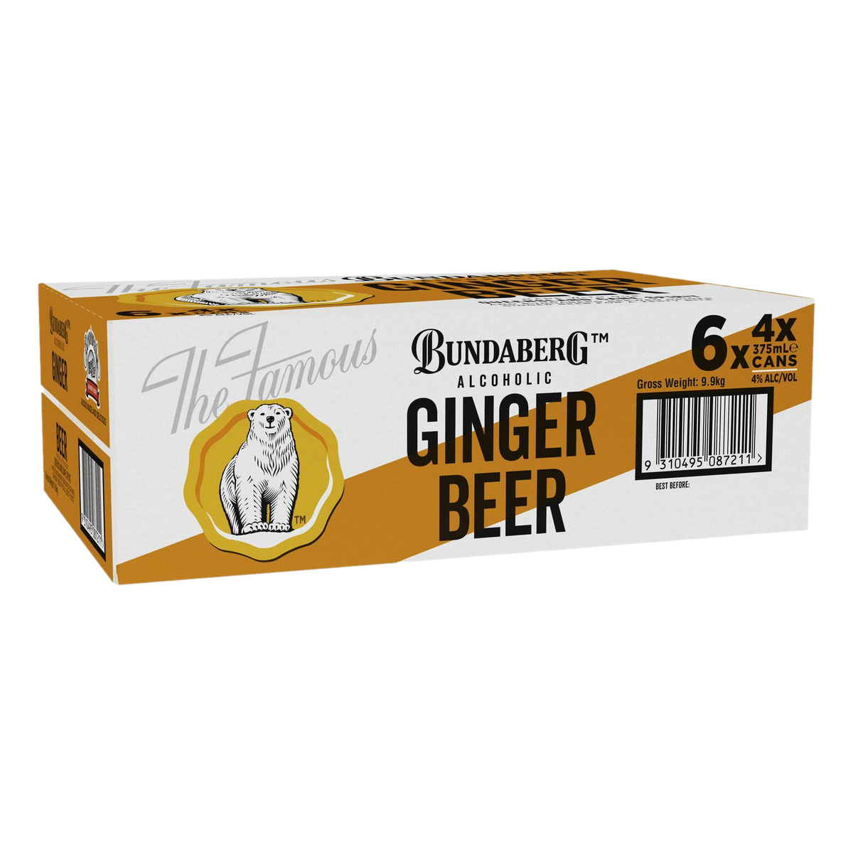 Bundaberg Alcoholic Ginger Beer 375ml Can Case of 24