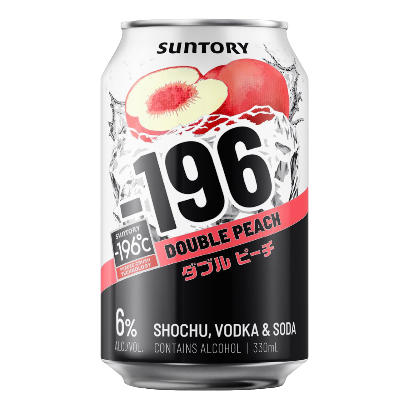 Suntory -196 Double Peach Shochu Vodka Soda 6% 330ml Can Single